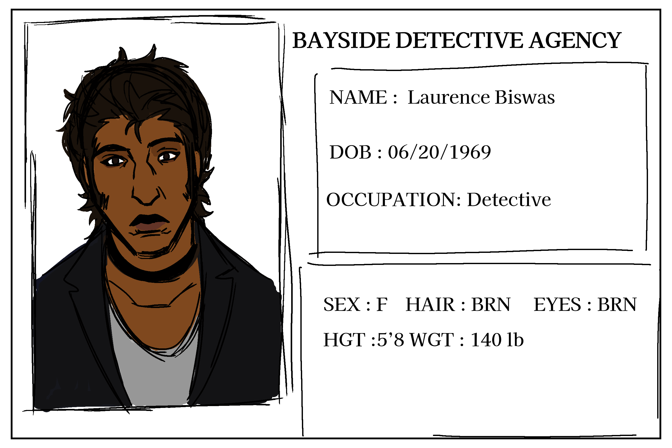 An Identification card of a woman working at Bayside Detective Agency